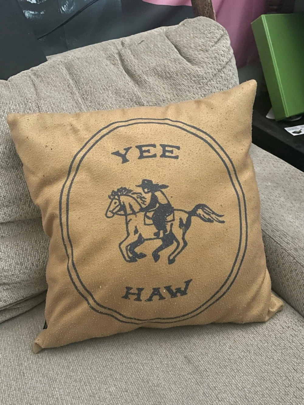 Yee Haw Society6  Gold /Dark Mustard/Custard Yellow Throw Pillow/ 12 X12